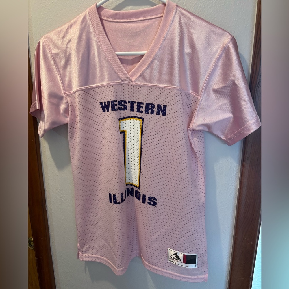 Women’s medium western Illinois pink football jersey